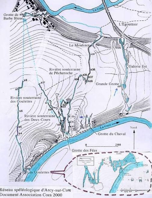 Réseau spéléologique d'Arcy-sur-Cure (Yonne), © Association CORA, 2000. Réseau spéléologique d'Arcy-sur-Cure, Yonne association CORA, 2000